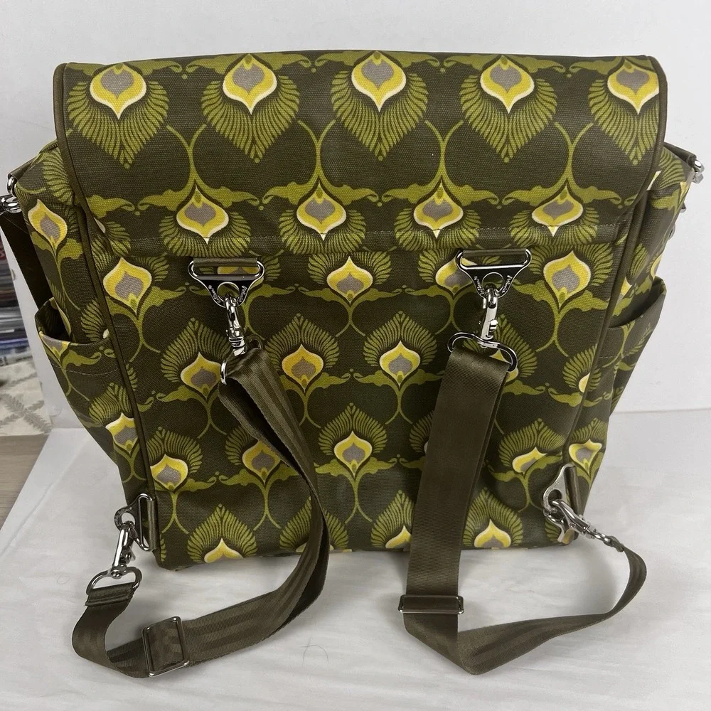 Petunia Pickle‎ Bottom Diaper Bag Large Boxy Backpack Green Floral